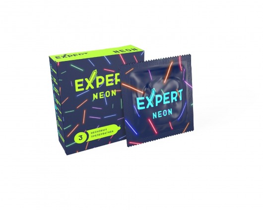 Светящиеся в темноте презервативы Expert Neon - 3 шт. - Expert - купить с доставкой в Калининграде