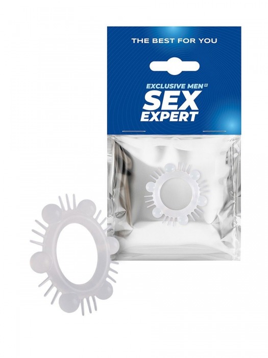 Эластичное эрекционное кольцо с шипиками и шариками - Sex Expert - в Калининграде купить с доставкой