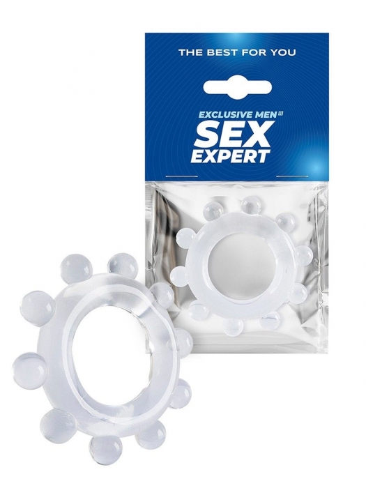 Прозрачное эрекционное кольцо со стимулирующими шариками - Sex Expert - в Калининграде купить с доставкой