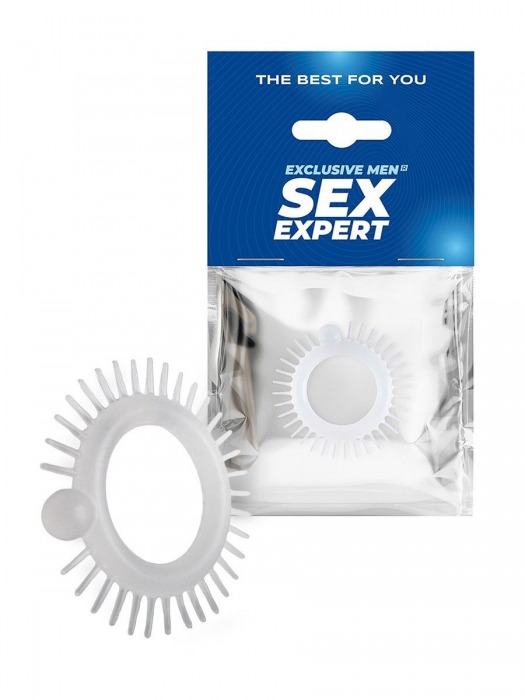 Эластичное эрекционное кольцо с шипиками и шариком - Sex Expert - в Калининграде купить с доставкой
