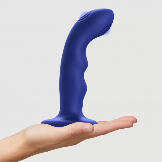 Синяя насадка-стимулятор Strap-On-Me Tapping Dildo Wave - Strap-on-me - купить с доставкой в Калининграде