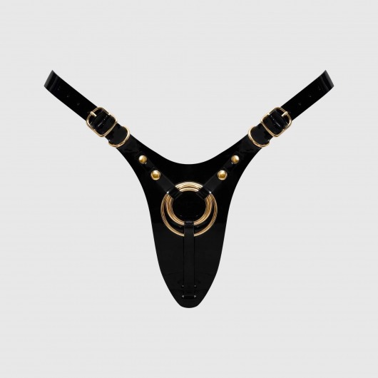 Черный пояс для фиксации насадок Strap-On-Me Leatherette Harness Fabulous - Strap-on-me - купить с доставкой в Калининграде