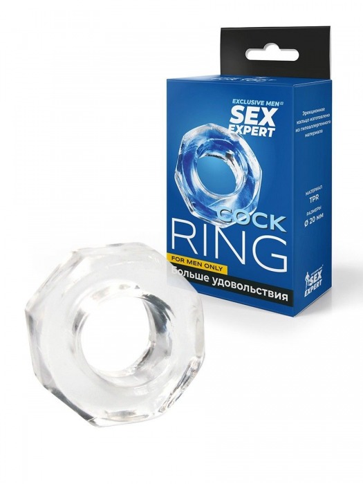 Прозрачное эрекционное кольцо в форме гайки - Sex Expert - в Калининграде купить с доставкой