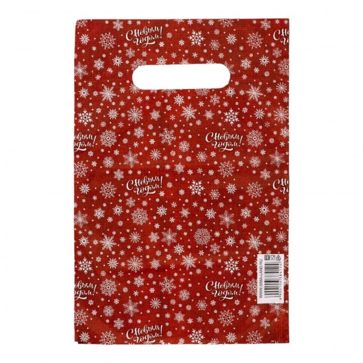 Красный подарочный новогодний пакет с вырубной ручкой (20х30 см) - Сима-Ленд - купить с доставкой в Калининграде
