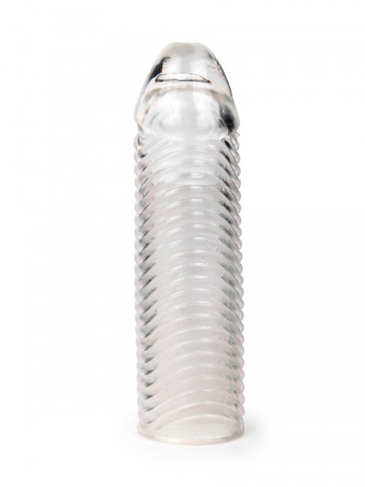 Прозрачная закрытая насадка на пенис с ребрышками - 16 см. - Sex Expert - в Калининграде купить с доставкой