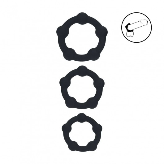 Набор из 3 эрекционных колец Beaded Silicone Cockring Set - Shots Media BV - в Калининграде купить с доставкой