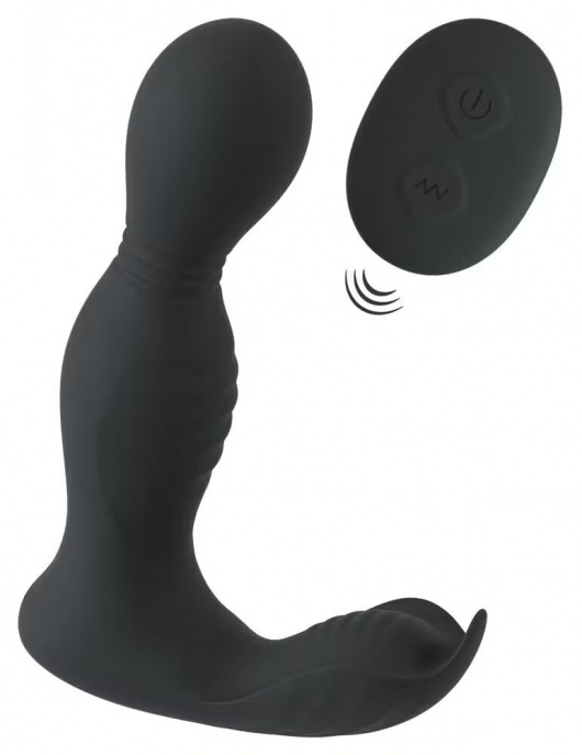 Черная анальная пробка с вибрацией, вращением и пультом ДУ RC Butt Plug with 2 Functions - Orion - в Калининграде купить с доставкой