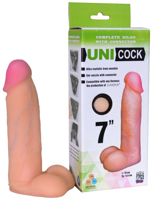 Фаллическая насадка Харнесс UNICOCK 7  - 19 см. - LOVETOY (А-Полимер) - купить с доставкой в Калининграде