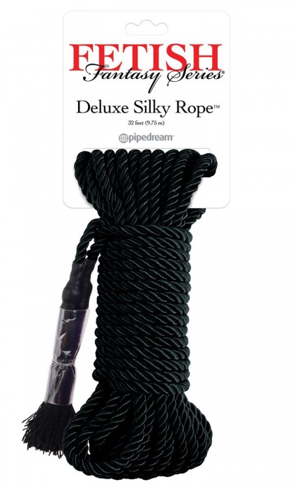 Черная веревка для фиксации Deluxe Silky Rope - 9,75 м. - Pipedream - купить с доставкой в Калининграде