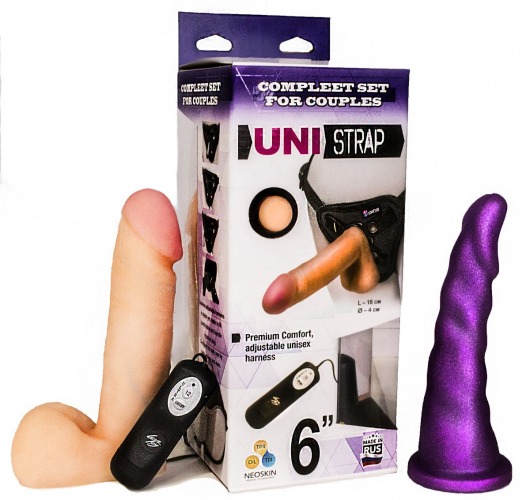 Вибрострапон с двумя насадками UniStrap - 18 и 18 см. - LOVETOY (А-Полимер) - купить с доставкой в Калининграде