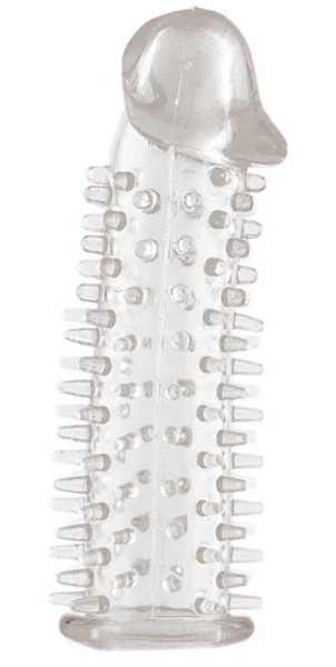 Прозрачная насадка на половой член с закрытой головкой и шипами - 12,5 см. - Toyfa Basic - в Калининграде купить с доставкой
