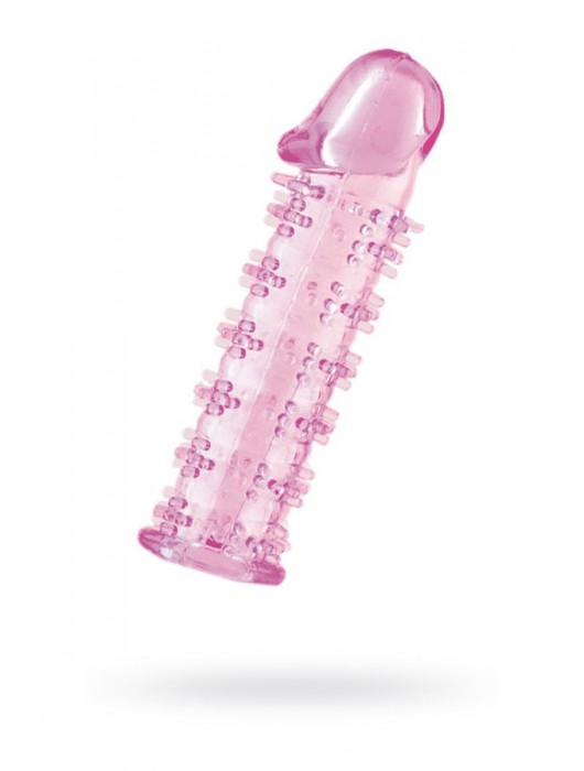 Гелевая розовая насадка на фаллос с шипами - 12 см. - Toyfa Basic - в Калининграде купить с доставкой