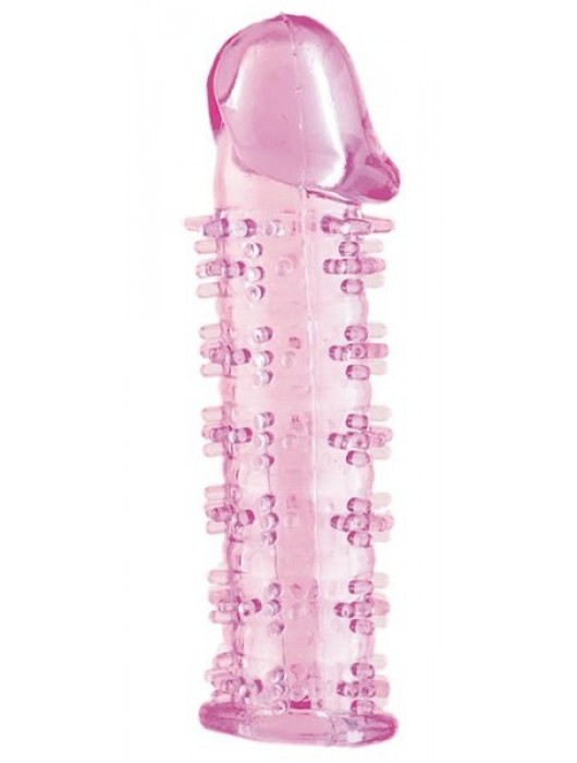 Гелевая розовая насадка на фаллос с шипами - 12 см. - Toyfa Basic - в Калининграде купить с доставкой
