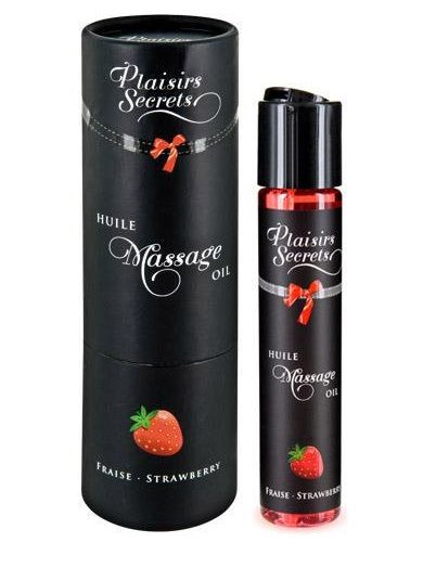 Массажное масло с ароматом клубники Huile de Massage Gourmande Fraise des Bois - 59 мл. - Plaisir Secret - купить с доставкой в Калининграде