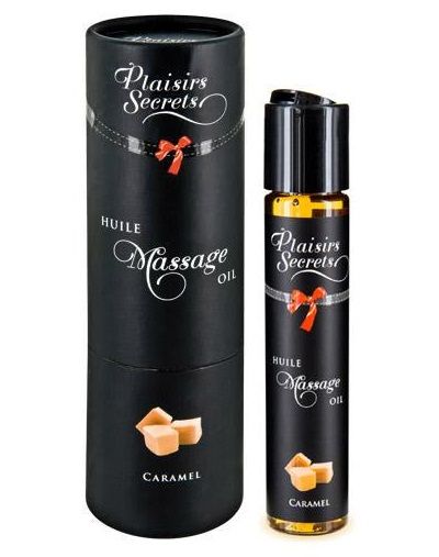 Массажное масло с ароматом карамели Huile de Massage Gourmande Caramel - 59 мл. - Plaisir Secret - купить с доставкой в Калининграде