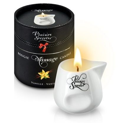 Массажная свеча с ароматом ванили Bougie Massage Gourmande Vanille - 80 мл. - Plaisir Secret - купить с доставкой в Калининграде