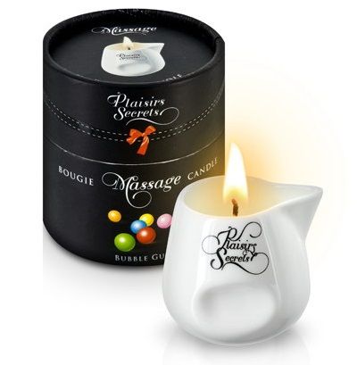 Массажная свеча с ароматом бубль-гума Bougie de Massage Gourmande Bubble Gum - 80 мл. - Plaisir Secret - купить с доставкой в Калининграде