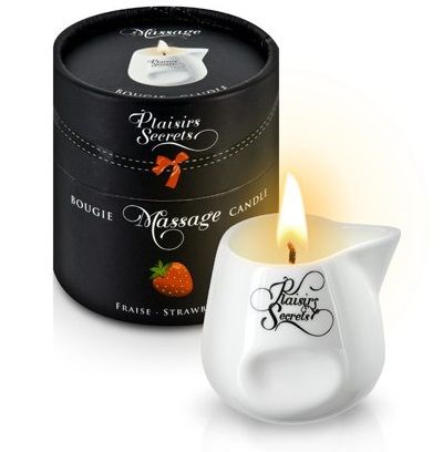 Массажная свеча с ароматом клубники Bougie de Massage Gourmande Fraise - 80 мл. - Plaisir Secret - купить с доставкой в Калининграде
