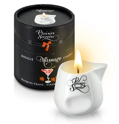 Массажная свеча с ароматом клубничного дайкири Bougie de Massage Daikiri Fraise - 80 мл. - Plaisir Secret - купить с доставкой в Калининграде