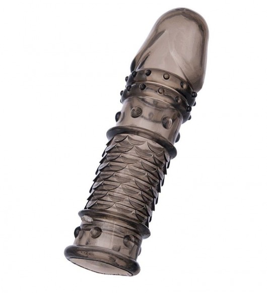 Дымчатая закрытая насадка ToyFa XLover с чешуйками и пупырышками - 13,5 см. - ToyFa - в Калининграде купить с доставкой