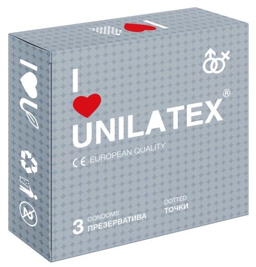 Презервативы с точками Unilatex Dotted - 3 шт. - Unilatex - купить с доставкой в Калининграде