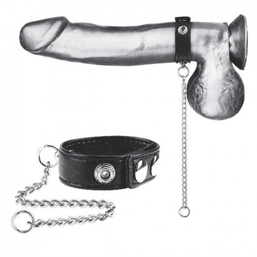 Утяжка на пенис с поводком Snap Cock Ring With 12  Leash - BlueLine - купить с доставкой в Калининграде