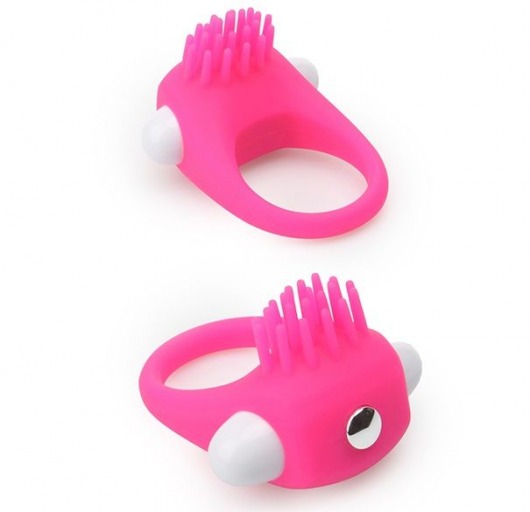 Розовое эрекционное кольцо с щеточкой LIT-UP SILICONE STIMU RING 5 - Dream Toys - в Калининграде купить с доставкой