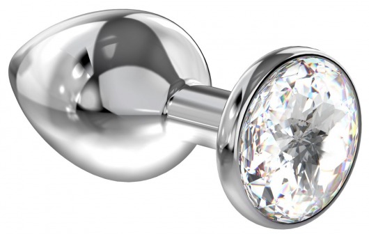 Большая серебристая анальная пробка Diamond Clear Sparkle Large с прозрачным кристаллом - 8 см. - Lola Games - купить с доставкой в Калининграде