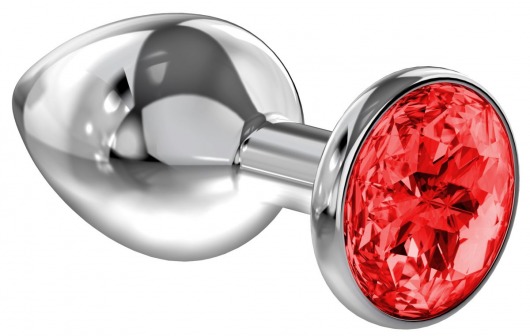 Большая серебристая анальная пробка Diamond Red Sparkle Large с красным кристаллом - 8 см. - Lola Games - купить с доставкой в Калининграде