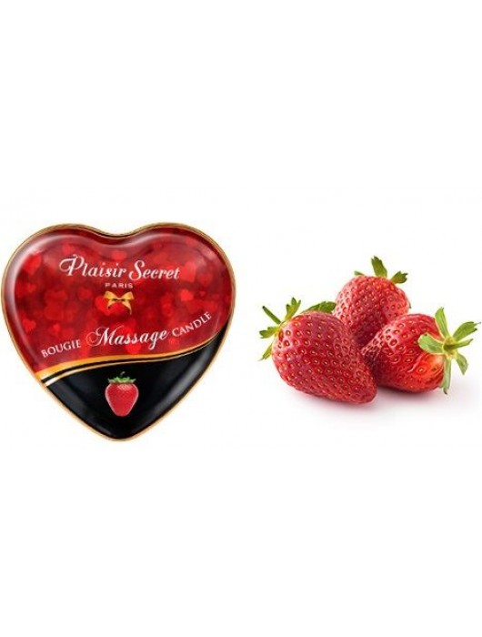Массажная свеча с ароматом клубники Bougie Massage Candle - 35 мл. - Plaisir Secret - купить с доставкой в Калининграде