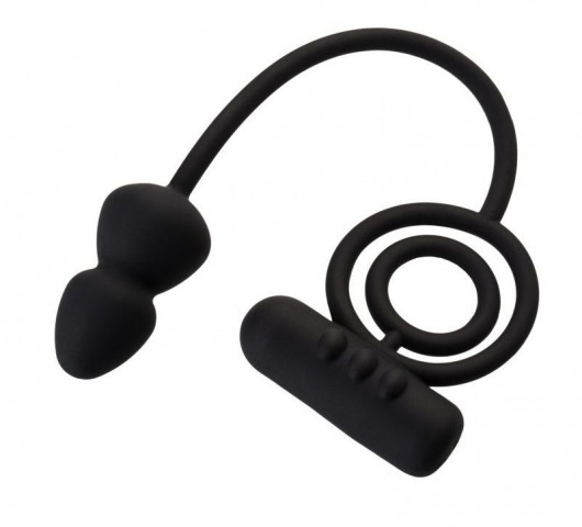 Чёрное эрекционное кольцо с вибропулькой и анальным хвостом - Erotist Adult Toys - в Калининграде купить с доставкой