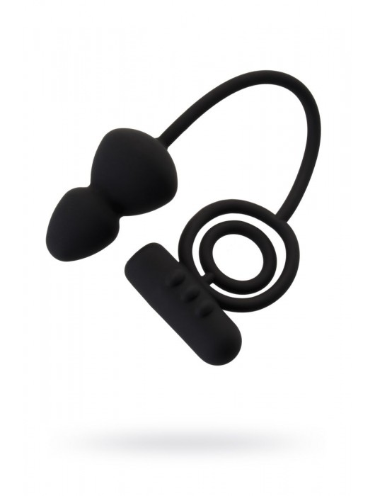 Чёрное эрекционное кольцо с вибростимулятором и анальным хвостом - Erotist Adult Toys - в Калининграде купить с доставкой