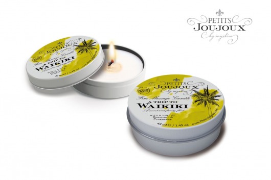 Массажная свеча Petits Joujoux Waikiki Beach с ароматом кокоса и ананаса - 33 гр. - MyStim - купить с доставкой в Калининграде