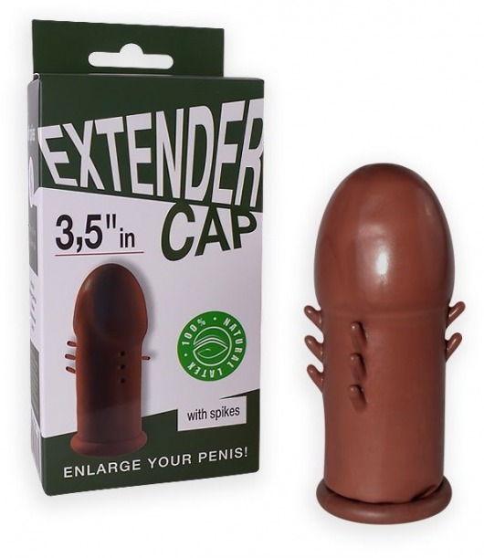 Коричневый латексный удлинитель пениса 3.5 in с шипиками - Sitabella - в Калининграде купить с доставкой