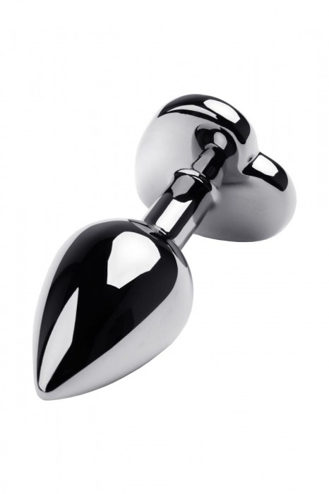 Серебристая анальная пробка с прозрачным кристаллом-сердцем - 8 см. - ToyFa - купить с доставкой в Калининграде