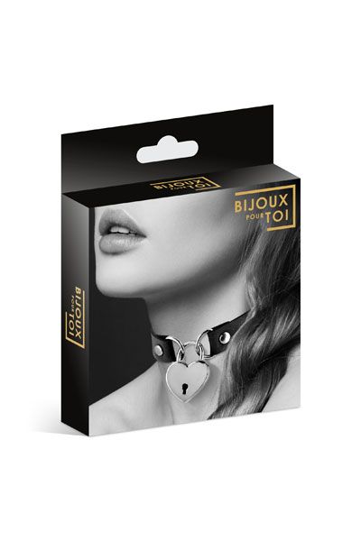 Черный чокер с замком в форме сердца - Bijoux Pour Toi - купить с доставкой в Калининграде