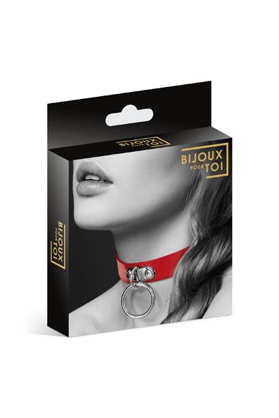 Красный узенький чокер с кольцом - Bijoux Pour Toi - купить с доставкой в Калининграде