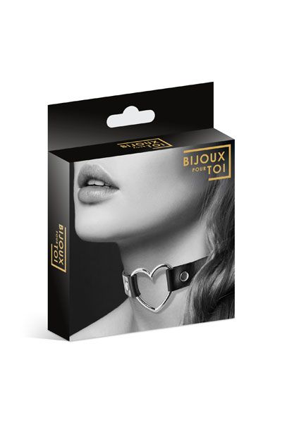 Чёрный чокер с кольцом в форме сердца - Bijoux Pour Toi - купить с доставкой в Калининграде