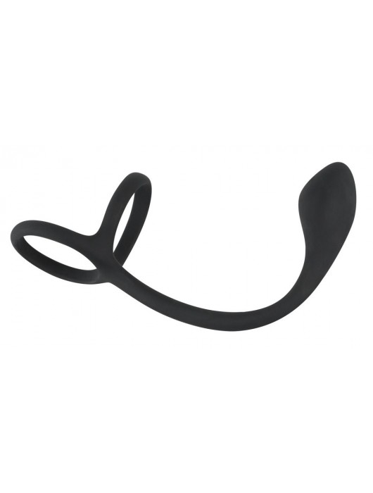 Эрекционное кольцо с утяжкой на мошонку и анальным плаг Black Velvets - Orion - в Калининграде купить с доставкой