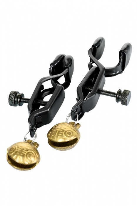 Черно-золотистые зажимы для сосков TOYFA Theatre - ToyFa - купить с доставкой в Калининграде