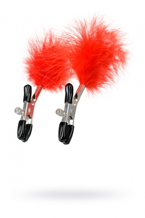 Зажимы для сосков с красным пухом Theatre - ToyFa - купить с доставкой в Калининграде