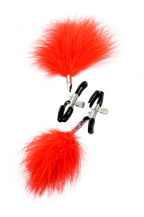 Зажимы для сосков с красным пухом Theatre - ToyFa - купить с доставкой в Калининграде