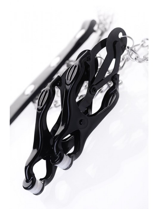 Черно-серебристые зажимы для сосков с кольцом для пениса TOYFA Metal - ToyFa - купить с доставкой в Калининграде